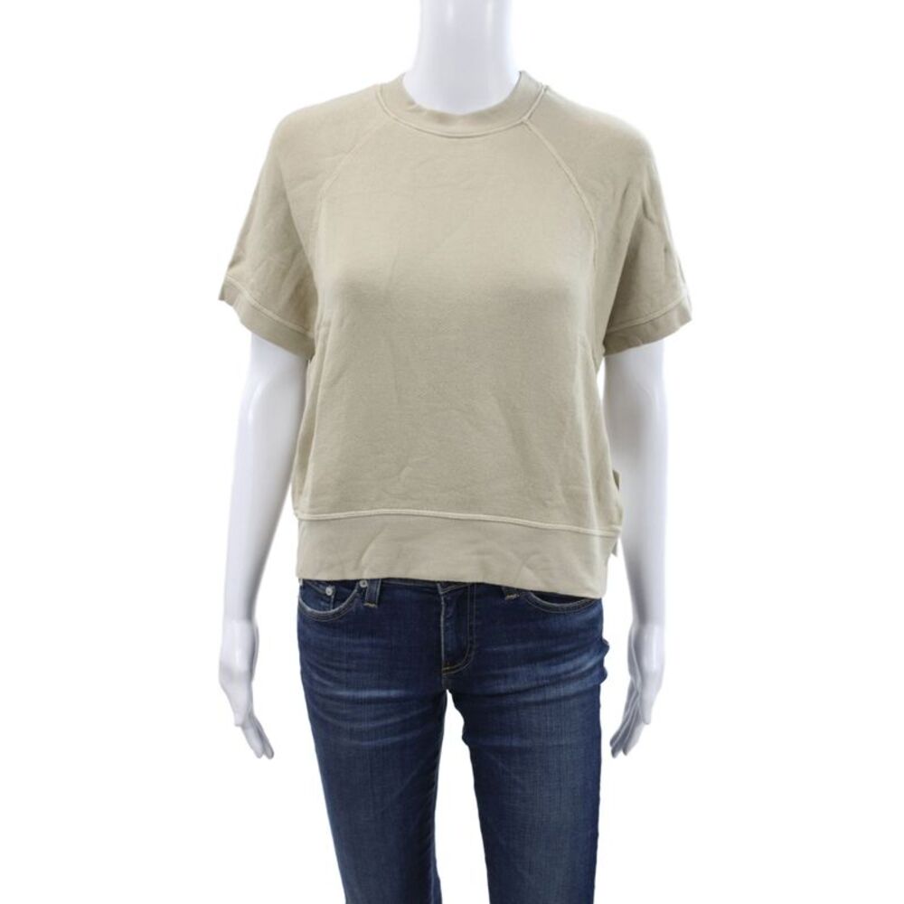 Spiritual Gangster Women Pullover Beige Short Sleeve Crew Neck Size XS